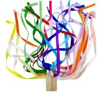 Csafyrt 20pcs Wedding Wands Elegant Colorful Ribbon Wand con Bastoncini a Campana Dorato Streners di Seta Portatili da Ballo per la Pista da Pista per i bomboniere per Feste decori