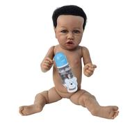 Csafyrt Bamboletta in Silicone Bambola in Silicone per Tutto Il Corpo da 23 Pollici con Pelle Scura e Ciuccio e biberon. Arte da col