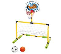 Csafyrt Cerchio di Basket Galleggiante per Piscina, Goal calcistico 2 in 1 ＆ Cerchio da Basket, Goal Staccabile con 2 Palle per Bambini e Adulti