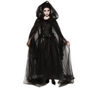 Csafyrt Costume da strega per donne 1 set vintage Renaissance ricamato per la sposa ricamato Costume Black Ghost Black per Halloween, Cosplay, Haunted Mansion, L