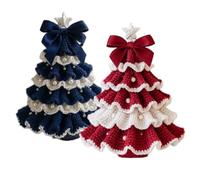 Csafyrt Kit Lavoro a Maglia da 2 Pezzi Kit Lavoro a Maglia per Albero di Natale per Principianti con Fiocco Perlato Artigianato Fai-d