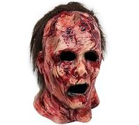 Csafyrt Maschera di Halween inquietante insanguinata maschera spaventosa rugosa con capelli per adulti horror morbido in lattice zombi traspirante con buco per gli occhi per il cosplay in