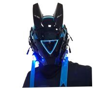 Csafyrt Maschera punk Halloween Maschera per il casco con accessori per costumi di Halloween, Cyber Futuristic Dark cosplay di Light Tech LED