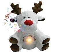 Csafyrt Peluche Respirante 12 pollici Renna di peluche illuminata con ninna nanna 4 Gear Sollievo dall'ansia Calmante coccoloso natal
