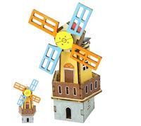 Csafyrt Puzzle in Legno 3D Mulino a Rotante ad energia Solare Puzzle in Legno Case verniciabili scientifiche per l'artigianato per ba