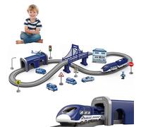 Csafyrt Set di Treni per Bambini 66 Pezzi/Set Tema della Polizia Fai da Te Divertente e Creativo Assemblaggio di trenini Giocattoli d