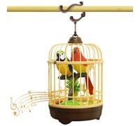 Csafyrt Talking Bird, Sound & Motion-Attivated e Realistic Bird Sounds Device in Cage, 3 Sostituzioni del Telaio e Pappagallo parlante a Batteria con Becco in Movimento per Camera, scrivania
