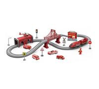 Csafyrt Treno per Bambini Set 66pcs/Set Toy Treins con Pista e Camion dei Pompieri per Ragazzi per Ragazzi di età Compresa tra 3 Anni