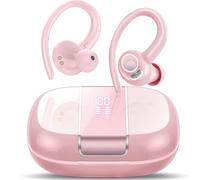 Csasan Auricolari Bluetooth Sport, Cuffie Bluetooth 5.3 con HD Mic ENC Cancellazione Rumore Cuffiette, 48 Ore Cuffie Wireless In Ear Bassi Profondi, Cuffie Senza Fili IPX7 Impermeabile, USB-C/Rosa