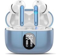 Csasan Cuffie Bluetooth 5.3 HiFi Stereo, Wireless Con Mic Chiamata ENC HD, IPX7 Impermeabile, 40 Ore di Autonomia, Display LED, Azzurro