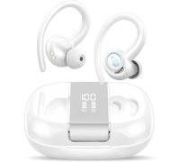 Csasan Cuffie Bluetooth Sport, Auricolari Bluetooth 5.3 con Stereo HiFi, 48 Ore Cuffie Wireless In Ear con 4 ENC Mics, Display a LED, Controllo Touch, IPX7 Impermeabile Cuffiette Bluetooth, Bianco