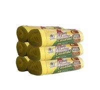 CSC - Sacchetti Spazzatura 40L con Maniglie, 90 Pz, Sacchi Spazzatura 55x65cm per Pattumiera Sottolavello, Buste Spazzatura per Raccolta Differenziata Interno Antigoccia e Antiforo - 6 Rotoli, Giallo