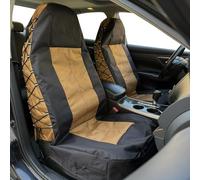 CSCOMFY Coprisedili tattici per auto, camion, SUV, furgoni, universali, in tela, multitasche, organizer antipioggia, impermeabili, coppia anteriore - marrone chiaro nero