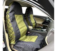 CSCOMFY Coprisedili tattici per auto, camion, SUV, furgoni, universali, in tela, multitasche, organizer antipioggia, impermeabili, coppia di coprisedili anteriori (verde e nero), COY-PKT-01-F