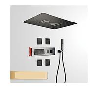 CSDASW Doccia for Bagno Nero di Fascia Alta, Design a Chiave con Display Digitale intellinte a Parete, Doccia con Doccia Fredda e Calda a Quattro funzioni(Brushed Grey-01)