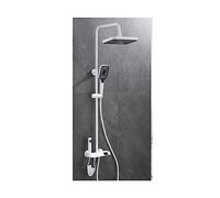 CSDASW Set Doccia Digitale a LED Bagno Miscelatore Caldo Freddo Doccia Montaggio a Parete Spa Rubinetto for Vasca a Pioggia Soffione Quadrato Moderno(A White)