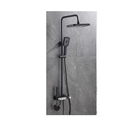 CSDASW Set Doccia Digitale a LED Bagno Miscelatore Caldo Freddo Doccia Montaggio a Parete Spa Rubinetto for Vasca a Pioggia Soffione Quadrato Moderno(D Black)