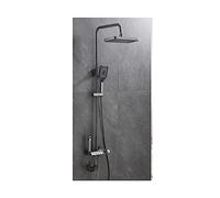 CSDASW Set Doccia Digitale a LED Bagno Miscelatore Caldo Freddo Doccia Montaggio a Parete Spa Rubinetto for Vasca a Pioggia Soffione Quadrato Moderno(H Painted Gray)