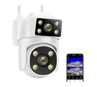 CSDASW Telecamera IP 8MP 4K Dual Lens AI Tracking 5G Telecamera di sicurezza Smart Protection CCTV Cam Telecamere di sorveglianza PTZ esterne(4MP Add 32GB)