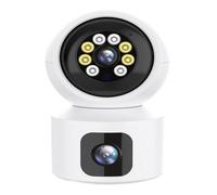 CSDASW Telecamera IP a Doppio Obiettivo da 8MP for Interni 4K HD Doppio Schermo Home Baby Monitor AI rilevamento Umano Mini Telecamera PTZ di sorveglianza di Sicurezza(Camera ADD 64G)