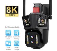 CSDASW Telecamera IP UHD 8K Telecamera IP Esterna con Zoom Ottico 10X Tracciamento Automatico 6K PTZ Telecamera di Sicurezza Impermeabile a Quattro obiettivi e Tre schermi(6K No Zoom ADD 32G)