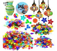 Csdtylh 1100 tessere per mosaico, in vetro, per lavori artigianali, mosaico colorato, forniture per la decorazione domestica, artigianato artistico, progetti fai da te, trasparenti (forme miste)