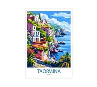 CSESTCGN Taormina Sicilia - Poster vintage su tela, decorazione per camera da letto, ufficio, camera da letto, regalo, 30 x 45 cm