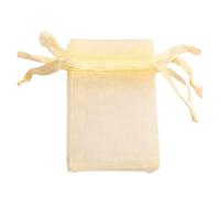 CSFFA 100 pezzi/lotto Sacchetti in organza 5*7 cm, 7*9 cm, 9x12 cm Sacchetti con coulisse for matrimonio natalizio Sacchetti for caramelle Sacchetti regalo for gioielli Confezione espositore(Beige_5x7