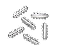 CSFFA 5 pezzi/lotto 2/3/4/5/6 file di fermagli magnetici in metallo for connettori fai da te, fermagli scorrevoli, chiusura for braccialetti, chiusura for collane, creazione di gioielli(Steel 5Rows_5p