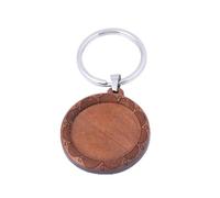CSFFA 5 pz Cabochon in Legno Impostazioni di Base della Catena Chiave 25 m Ciondolo in Legno Portachiavi Lunetta Vassoi Fai da Te Portachiavi in Acciaio Inox Risultati(Type 02)