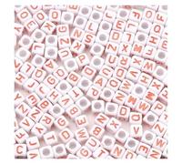 CSFFA Perline Miste in Acrilico, quadrate, sciolte, con Lettere dell'alfabeto, for la creazione di Gioielli, Fai da Te, Fatti a Mano, for bracciali e collane, 6 * 6 mm(B08280,200Pcs)