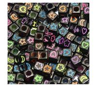 CSFFA Perline Miste in Acrilico, quadrate, sciolte, con Lettere dell'alfabeto, for la creazione di Gioielli, Fai da Te, Fatti a Mano, for bracciali e collane, 6 * 6 mm(B08096,200Pcs)