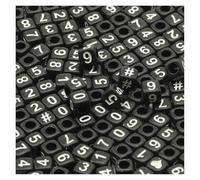 CSFFA Perline Miste in Acrilico, quadrate, sciolte, con Lettere dell'alfabeto, for la creazione di Gioielli, Fai da Te, Fatti a Mano, for bracciali e collane, 6 * 6 mm(B06450,200Pcs)