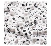 CSFFA Perline Miste in Acrilico, quadrate, sciolte, con Lettere dell'alfabeto, for la creazione di Gioielli, Fai da Te, Fatti a Mano, for bracciali e collane, 6 * 6 mm(B06435,200Pcs)