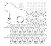 CSFFA Set di 300 Orecchini, Ganci for Orecchini ipoallergenici, Anelli di congiunzione, Chiusure for Orecchini in Gomma Trasparente for la creazione di Gioielli, Accessori(Silver Color)