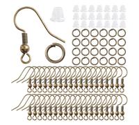 CSFFA Set di 300 Orecchini, Ganci for Orecchini ipoallergenici, Anelli di congiunzione, Chiusure for Orecchini in Gomma Trasparente for la creazione di Gioielli, Accessori(Bronze Color)
