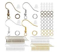CSFFA Set di 300 Orecchini, Ganci for Orecchini ipoallergenici, Anelli di congiunzione, Chiusure for Orecchini in Gomma Trasparente for la creazione di Gioielli, Accessori(Mixed Color)