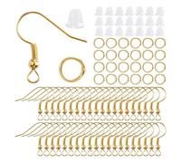 CSFFA Set di 300 Orecchini, Ganci for Orecchini ipoallergenici, Anelli di congiunzione, Chiusure for Orecchini in Gomma Trasparente for la creazione di Gioielli, Accessori(Gold Color)