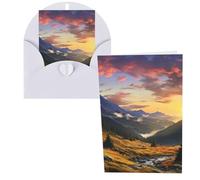 CSGJMYGS Biglietti di auguri con paesaggio, montagna, tramonto, biglietti di ringraziamento con buste, biglietto di buon compleanno, 10 x 15 cm, design minimalista, note di ringraziamento per tutte le