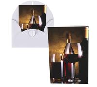 CSGJMYGS Biglietti di auguri con tre bottiglie di vino e bicchiere sopra biglietti di ringraziamento con buste, biglietto di buon compleanno, 10 x 15 cm, design minimalista, note di ringraziamento per
