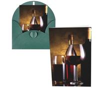 CSGJMYGS Biglietti di auguri con tre bottiglie di vino e bicchiere sopra biglietti di ringraziamento con buste, biglietto di buon compleanno, 10 x 15 cm, design minimalista, note di ringraziamento per