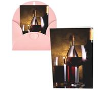 CSGJMYGS Biglietti di auguri con tre bottiglie di vino e bicchiere sopra biglietti di ringraziamento con buste, biglietto di buon compleanno, 10 x 15 cm, design minimalista, note di ringraziamento per