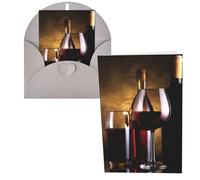 CSGJMYGS Biglietti di auguri con tre bottiglie di vino e bicchiere sopra biglietti di ringraziamento con buste, biglietto di buon compleanno, 10 x 15 cm, design minimalista, note di ringraziamento per