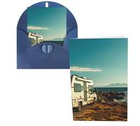 CSGJMYGS Biglietti di auguri Veicolo ricreativo sulla costa del mare Biglietti di ringraziamento con buste Biglietto di buon compleanno 10 x 15 cm Design minimalista Note di ringraziamento per tutte