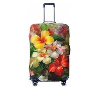 CSGJMYGS Bouquet di fiori copertura per bagagli per valigie lavabile copertura per valigia alla moda elasticizzata copertura protettiva antigraffio per bagagli 45-81 cm grande, nero, L