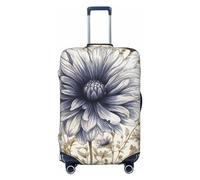 CSGJMYGS Copertura per bagagli con fiori disegnati a mano per valigia, lavabile, alla moda, elasticizzata, antigraffio, adatta per bagagli da 45-81 cm, grande, nero, L