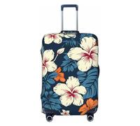 CSGJMYGS Copertura per bagagli con fiori hawaiani per valigie, lavabile, alla moda, elasticizzata, antigraffio, adatta per bagagli da 45-81 cm, taglia M, colore: nero, M