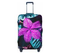 CSGJMYGS Copertura per bagagli con fiori viola carini per valigie, lavabile, alla moda, elasticizzata, antigraffio, adatta per bagagli da 45-81 cm, XL, nero, XL