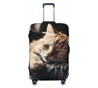CSGJMYGS Copertura per bagagli con gattino che fa un pisolino, lavabile, alla moda, elasticizzata, antigraffio, adatta per bagagli da 45 a 81 cm, XL, nero, XL
