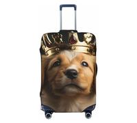 CSGJMYGS Cucciolo con una corona Copripagagli per valigie lavabile copertura per valigia alla moda elasticizzata copertura protettiva antigraffio per bagagli adatta per bagagli da 45-81 cm S, nero, S